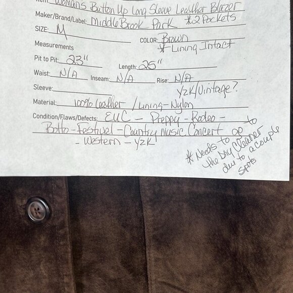 MiddleBrook Park Brown Leather Woman Med Blazer Jacket BoHo Heritage Outdoor - Picture 2 of 8